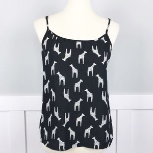 LA Hearts Giraffe Print Tank Black White